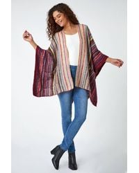 Roman - One Size Textured Fringe Knit Cape - Lyst
