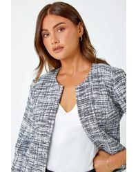 Roman - Collarless Cropped Boucle Jacket - Lyst