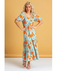 D.u.s.k - Button Through Floral Print Midi Dress - Lyst