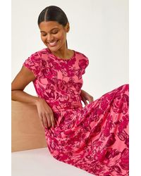 Roman - Floral Print Pocket Midi Dress - Lyst