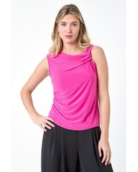D.u.s.k - Ruched Twist Cowl Neck Stretch Top - Lyst