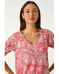 Roman - Paisley Burnout Blouson Top - Lyst