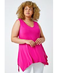 Roman Curve - Cross Detail V-Neck Stretch Vest Top - Lyst