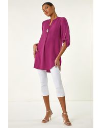 Roman - Button Detail Longline Blouse - Lyst