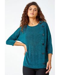 Roman - Button Detail Marl Stretch Top - Lyst