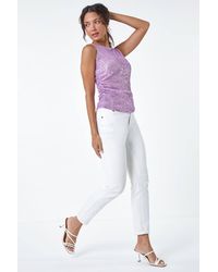 Roman - Sequin Embellished Stretch Vest Top - Lyst