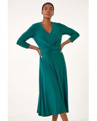 Roman - Stretch Crossover Midi Dress - Lyst