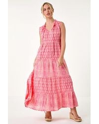 Roman Petite - Tie Dye Tiered Midi Dress - Lyst