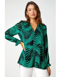 Roman - Metallic Print Chiffon Blouse - Lyst