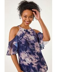 Roman Petite - Halter Frill Cold Shoulder Top - Lyst