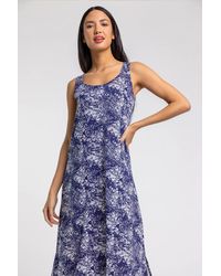 Roman - Abstract Print Hanky Hem Maxi Dress - Lyst