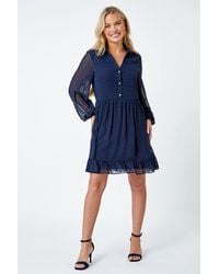 Roman Petite - Textured Spot Tiered Frill Hem Dress - Lyst