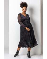 Roman Curve - Metallic Plisse Frill Hem Dress - Lyst