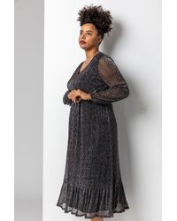 Roman Curve - Metallic Plisse Frill Hem Dress - Lyst