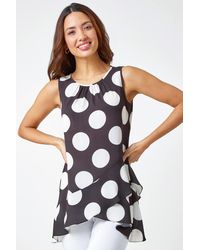 Roman - Polka Dot Frill Detail Top - Lyst
