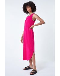 Roman - Contrast Stitch Stretch Jersey Midi Dress - Lyst