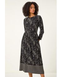 Roman - Floral Border Print Midi Dress - Lyst