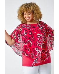 Roman Curve - Animal Print Chiffon Overlay Top - Lyst