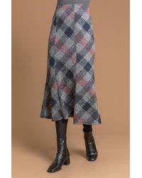 Roman - Check Print Fluted Midi Skirt - Lyst