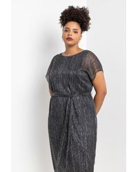 Roman Curve - Metallic Plisse Midi Dress - Lyst