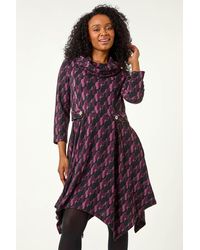 Roman Petite - Abstract Print Hanky Hem Stretch Dress - Lyst
