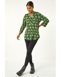 Roman - Geometric Print Stretch Blouse - Lyst
