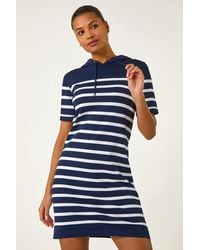 Roman - Stripe Hooded Knit Dress - Lyst