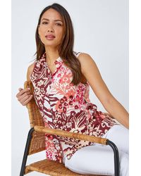 Roman - Sleeveless Floral Print Blouse - Lyst