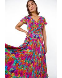 Roman - Floral Ruched Waist Maxi Dress - Lyst