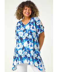 Roman Curve - Printed Hanky Hem Stretch Tunic Top - Lyst