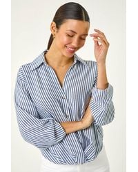 Roman - Twisted Hem Striped Shirt - Lyst