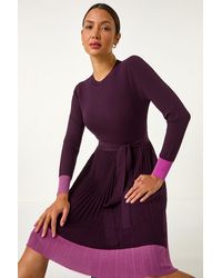 Roman - Contrast Border Knitted Stretch Dress - Lyst