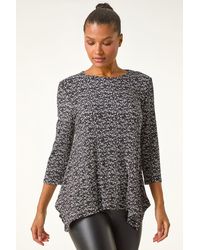 Roman - Printed Plisse Hanky Hem Tunic - Lyst