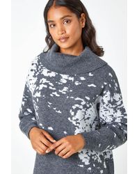 Roman - Abstract Print Cowl Neck Jumper Dress - Lyst
