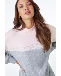 Roman - Colourblock Embellished Longline Jumper - Lyst