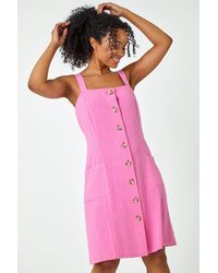 Roman Petite - Button Front Pocket Dress - Lyst