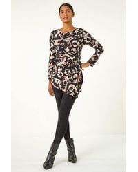 Roman - Stretch Animal Print Twist Top - Lyst