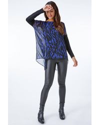 Roman - Animal Stretch Jersey Overlay Top - Lyst