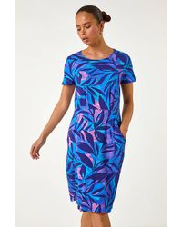 Roman Petite - Abstract Leaf Pocket Stretch Dress - Lyst