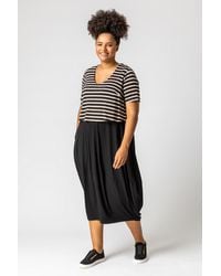 Roman Curve - Stripe Contrast Print Jersey Dress - Lyst
