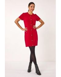 Roman - Knitted Button Detail A-Line Dress - Lyst
