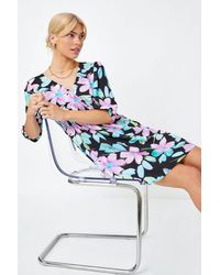 Roman - Dusk Fashion Floral Print Wrap Mini Dress - Lyst