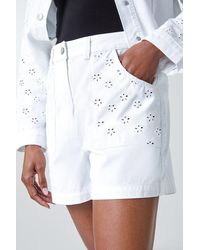 Roman - Cotton Blend Broderie Pocket Shorts - Lyst