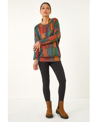 Roman - Patchwork Print Drop Shoulder Stretch Top - Lyst