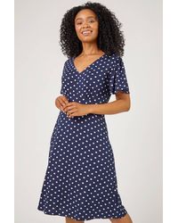 Roman Petite - Spot Print Stretch Jersey Dress - Lyst