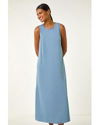 Roman - Satin A-Line Midi Dress - Lyst