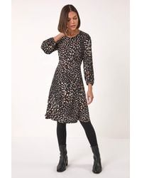 Roman - Speckled Print Stretch Dress - Lyst