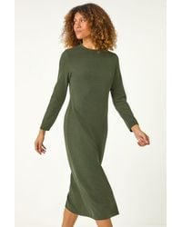 Roman - Textured A-Line Knitted Jumper Dress - Lyst