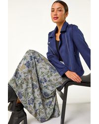 Roman - Abstract Floral Print Stretch Midi Skirt - Lyst