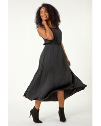 Roman Petite - Crush Pleat Midi Dress - Lyst